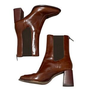 Steve Madden Downtown Brown Leather Boots Sz 10